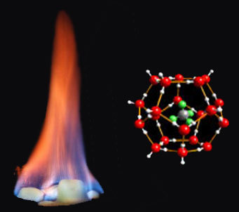 Изображение с сайта usgs.gov. Справа - фрагмент структуры гидрата метана