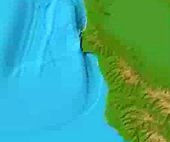 Модель цунами в Северной Калифорнии с сайта cwis.us.edu